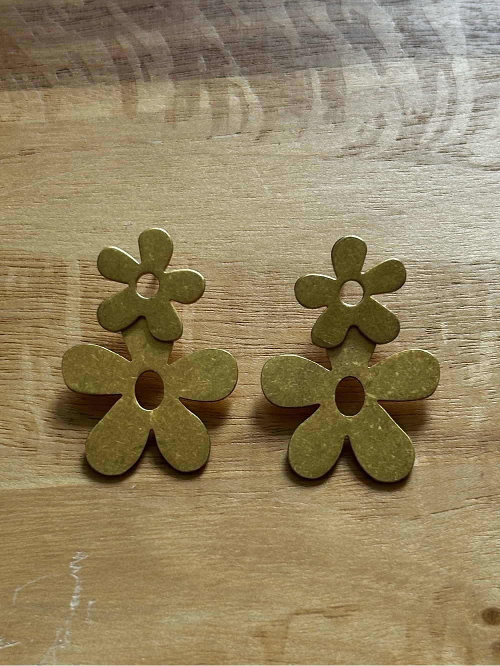 Madewell Flower Drop Vintage Gold Tone Earrings